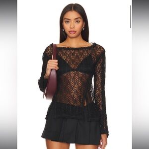 Free People On The Road Twisted Top in Black